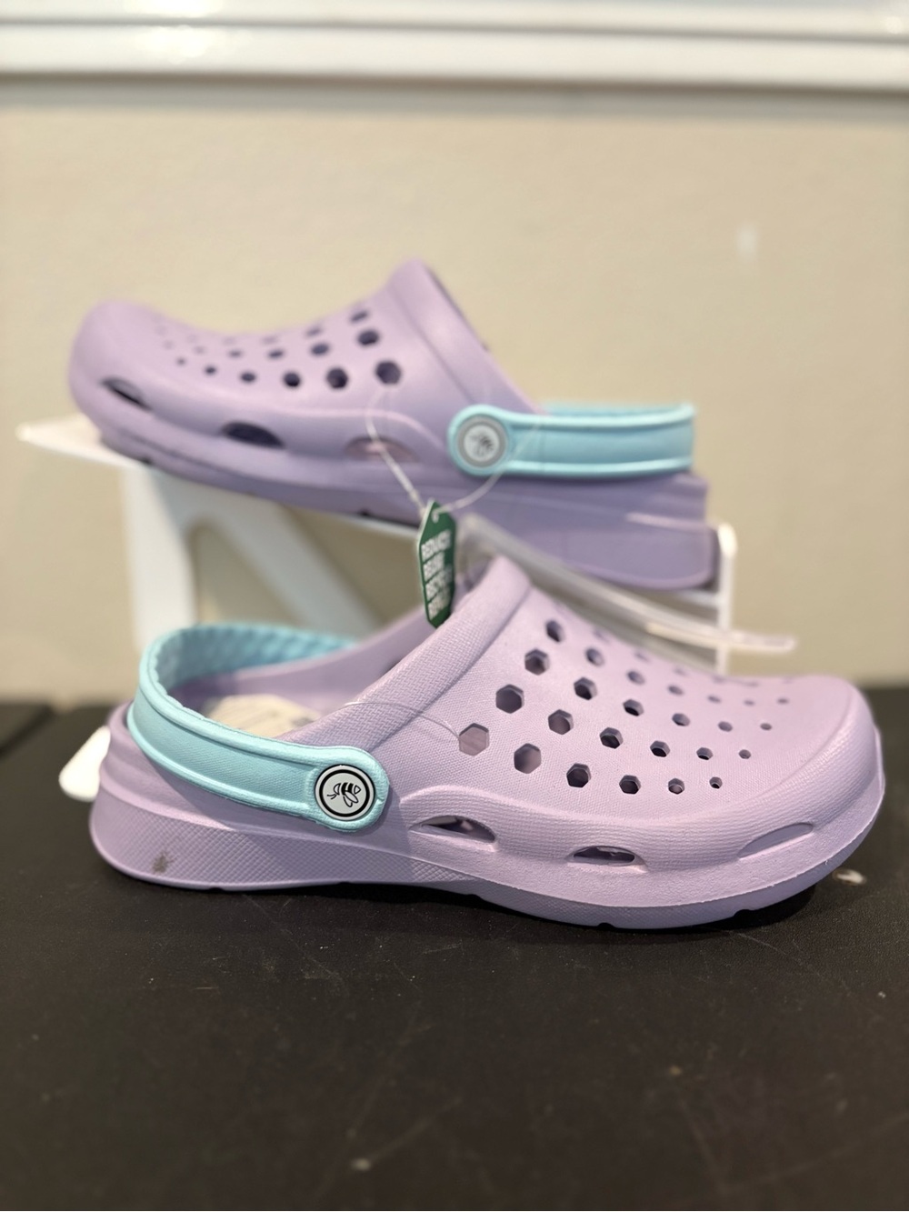 NEW Joybees Big Kids Dylan Slip-On Clogs Crocs EVA Sky Blue/Lilac Purple Sz 3